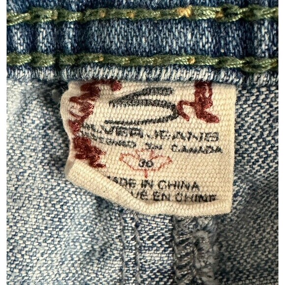 Silver Aiko Jeans Womens 30 Blue Flare Low Rise Distress Holes Measure 31 x 31.5 - Picture 4 of 12